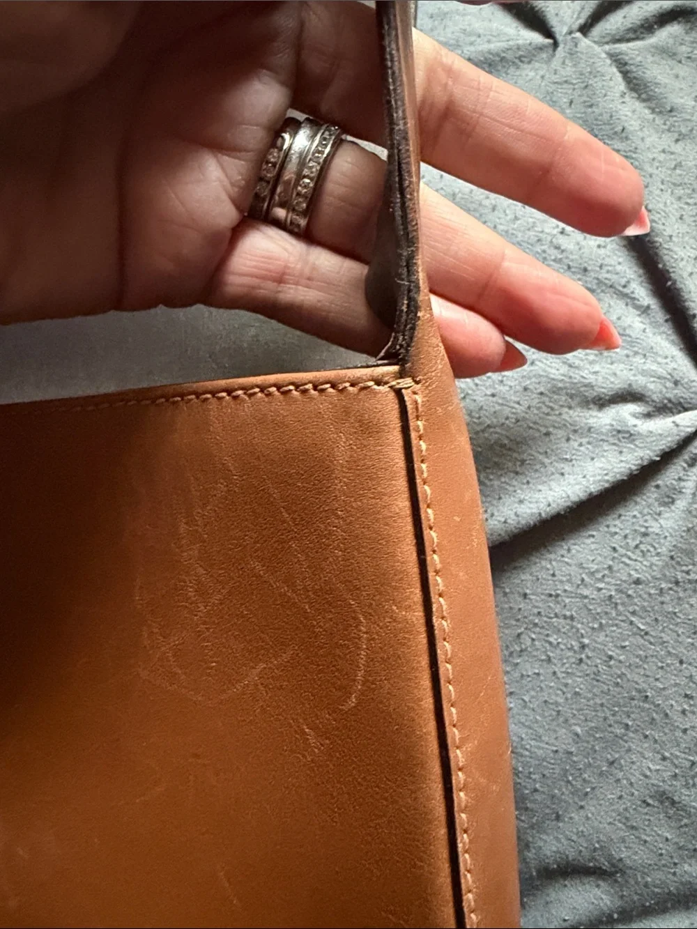 PRADA Tan Leather Messenger Bag with Wide Shoulder Strap